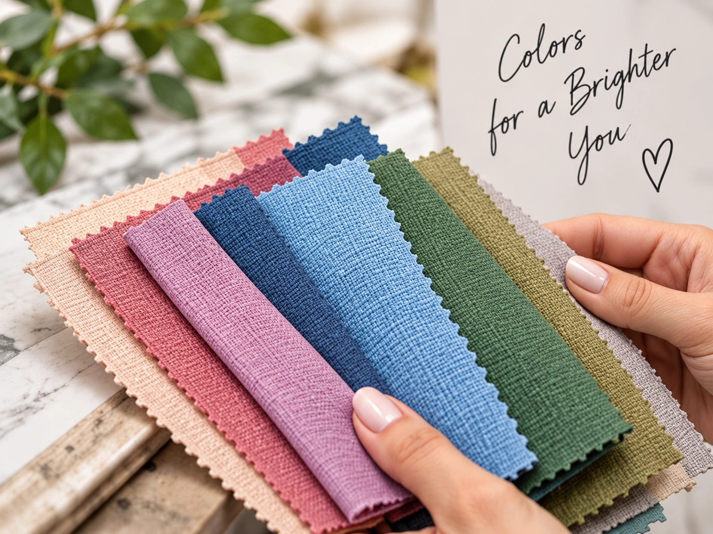 Colorful fabric swatches illustrating personal seasonal color palettes